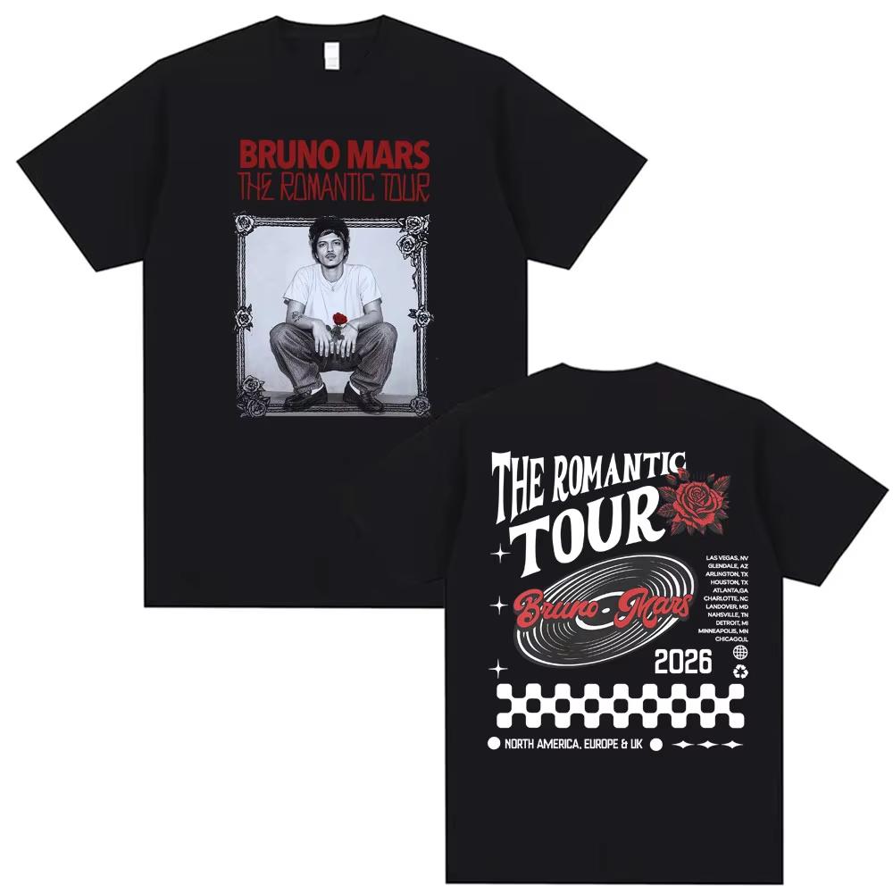 Bruno Mars The Romantic Tour 2026 Spring summer new Print T Shirt Men Women Hip Hop Punk Pop Music Tshirt High Quality Cozy Top