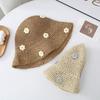 Cap Handmade Weave Sunscreen Beach Hat Flower Flat Hat Sun Protection Straw Hat Sun Hat Sun Cap