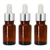 Nsb herbals 10 мл Янтарная круглая пустая стеклянная бутылка + Стеклянная пипетка + Серебряное кольцо + Белая силиконовая крышка-пипетка, Многоразовая, Герметичная Для эфирных масел, DIY