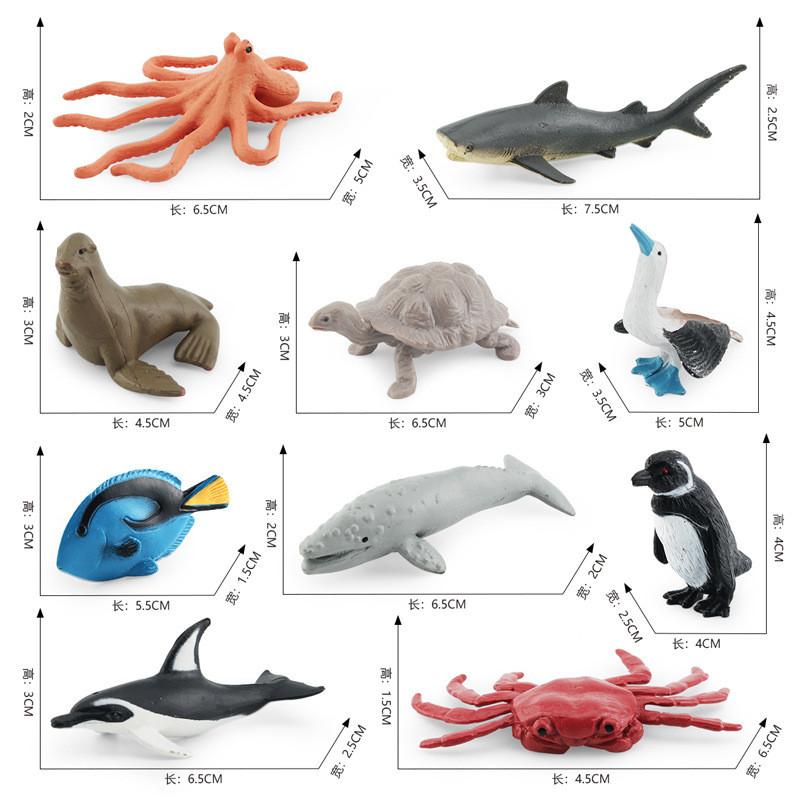 Реалистичный Набор Моделей Существ Тихого Океана ПВХ Серый Кит Акула Краб Черепаха