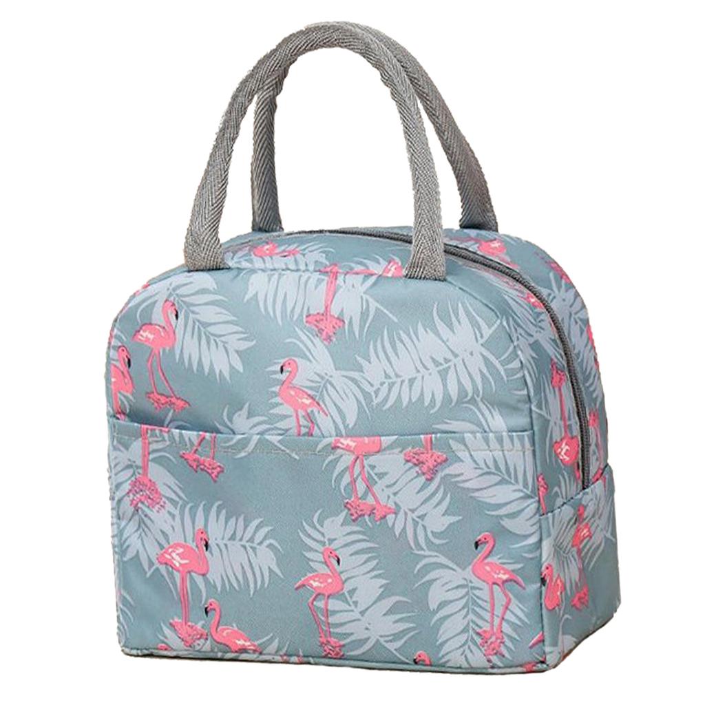 Insulated Lunch Bag Large Capacity Flamingo Pattern Portable Thickened Lunch Bag for School Work