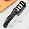 Kitchen 3/4-segmented Sharpener for Knives, Household Multifunctional Manual Three-targeted Black Grinding Stone