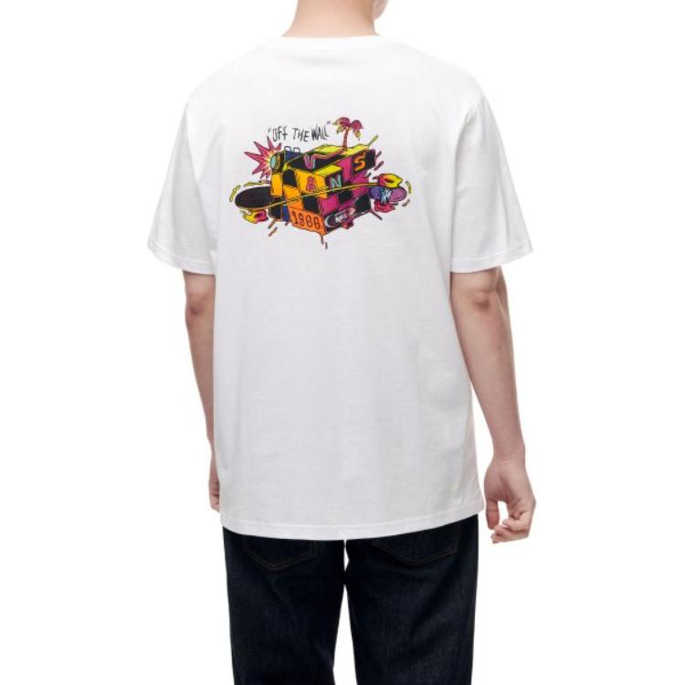 Men's Vans T-Shirts Men's White Crew Neck Moderate Straight Fit