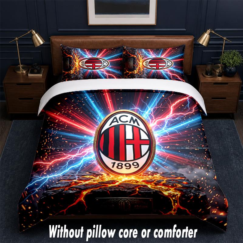 AC Milan Design Bed Bedding Set 1 Duvet Cover + 2 Pillowcases Soft Breathable Household Bed Linens