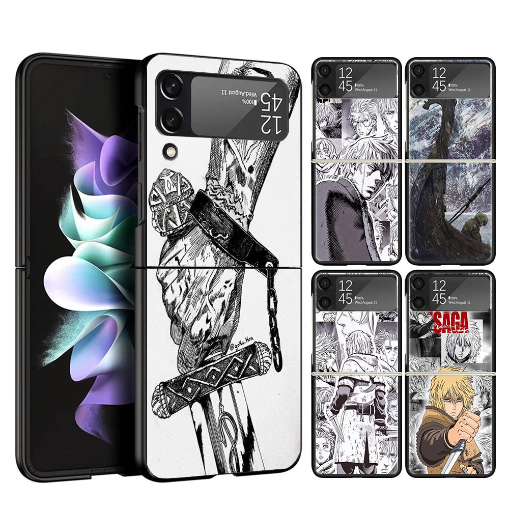 Vinland Saga Case Phone Cover for Samsung Galaxy Z Flip 6 5 4 3 5G ZFlip6 ZFlip5 ZFlip4 ZFlip3 Black Hard Trend Fundas