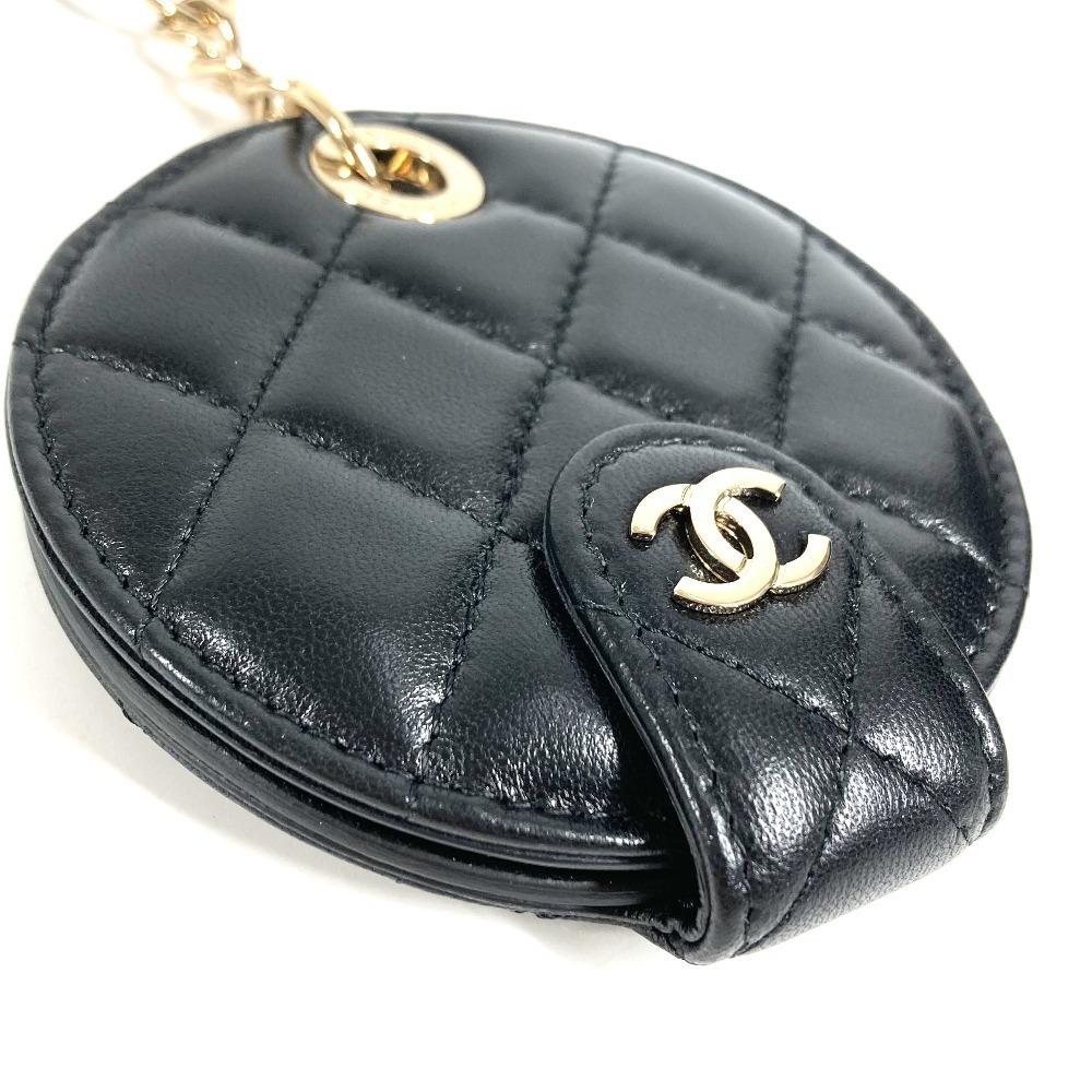 CHANEL Round name tag Logo CC Matelasse Quilted Charm Bag Charm Key Holder