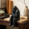 Office Bookshelf Decoration 3D Printed Thinking Gorilla Figurine, Mini Thinker Statue, Decorative Shelf Sitting Statue Modern Minimalist Sculpture for
