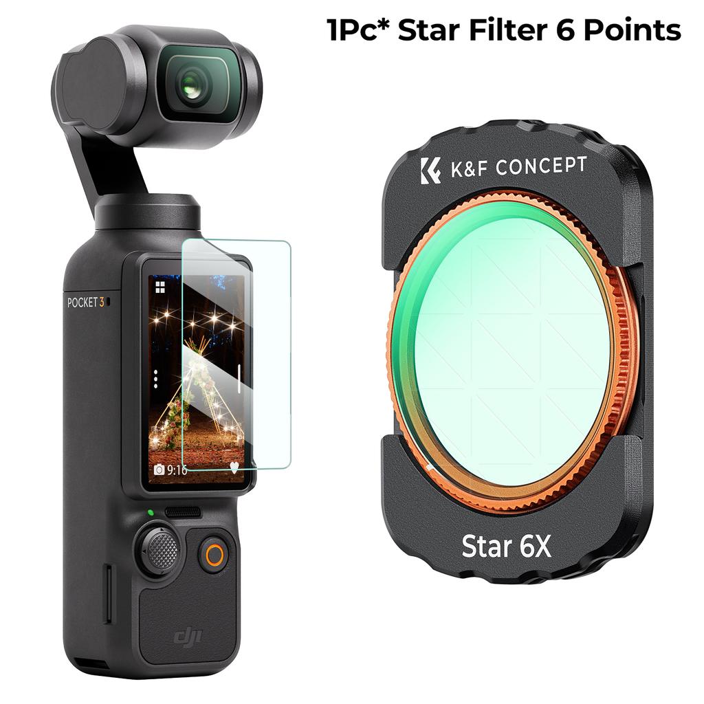 K&F CONCEPT Спортивный фильтр Effect для DJI Osmo Pocket 3 УФ CPL ND ND/PL Черный туман 1/2 1/4 1/8 LPR Звездный Широкоугольный фильтр Набор 1.2X