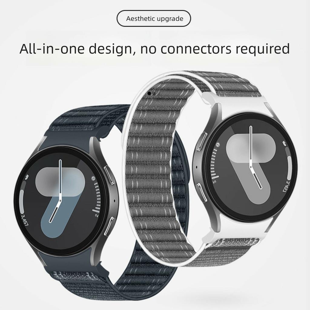 For Samsung Galaxy Watch7 44mm / 40mm Watch Band Quick Release Button Wave Pattern Magic Tape Nylon Wrist Strap