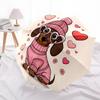 1pc Dachshund Hearts Automatic Folding Umbrella - Compact 8-Rib Design, Durable Plastic & Iron, Lightweight for Outdoor Daily Use096