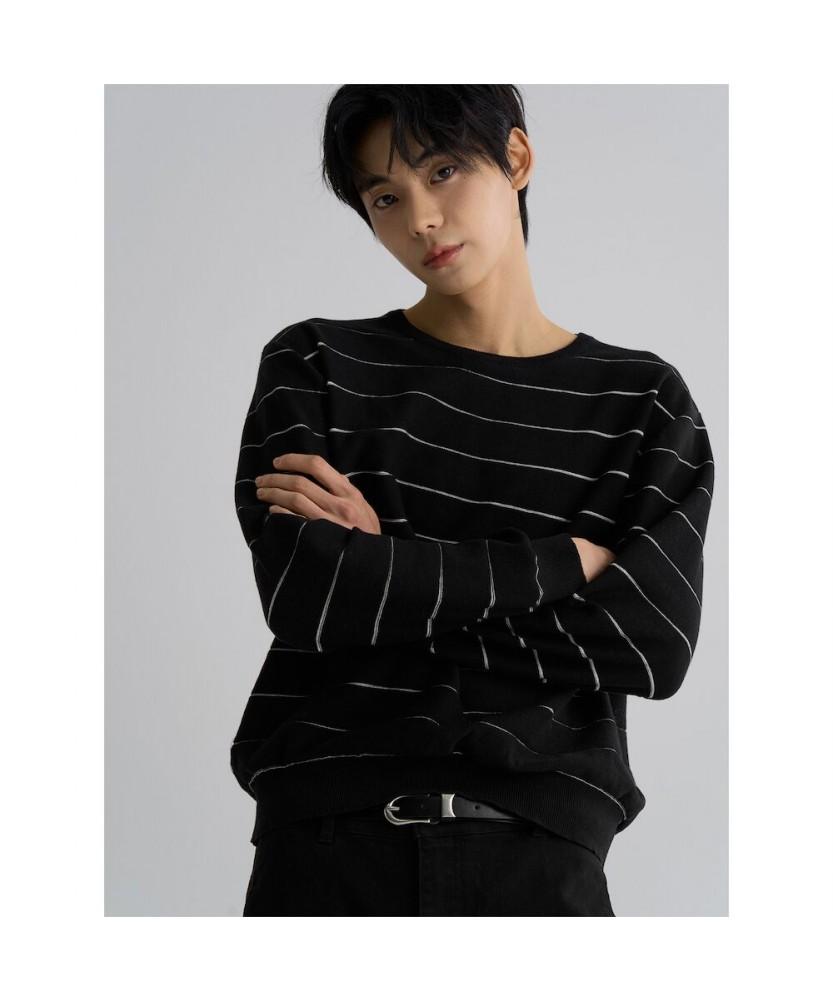 8SECONDS Striped Knit Pullover Black