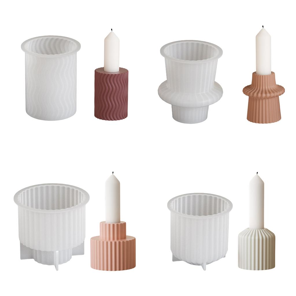 Прочная силиконовая форма для подсвечника, универсальная силиконовая форма для полосатого подсвечника для изготовления стильных подсвечников