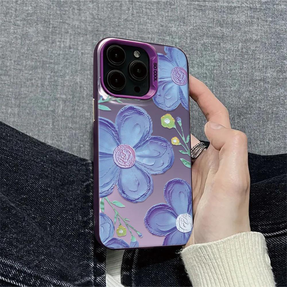 Blue Flowers Case For Iphone 16 Pro Cover For Iphone 15 14 13 12 11 Pro Max Cover Funda Bumber Coque 16 Pro 16E Case