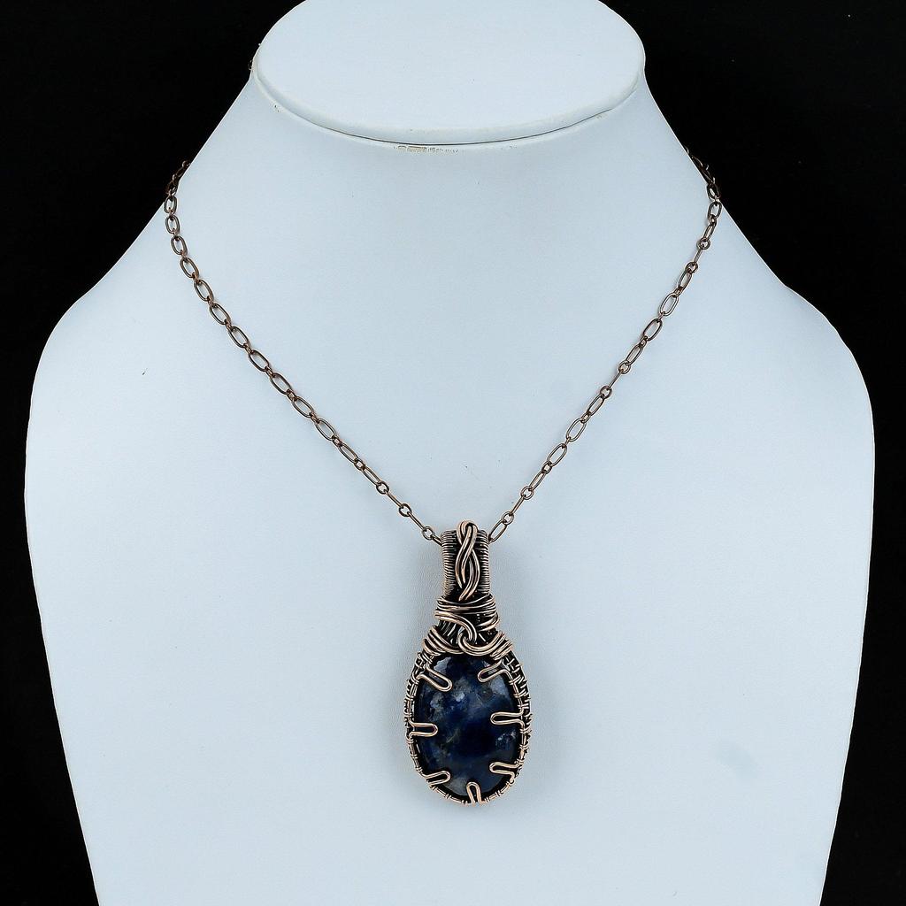 Sodalite Pendant Copper Wire Wrapped Gemstone Pendant Handmade Sodalite Jewelry Birthstone Pendant Gift For Mother Beautiful Copper Jewelry