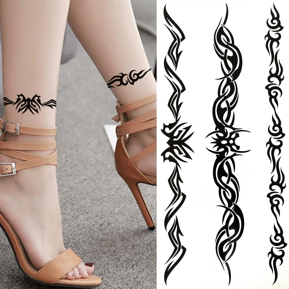 Индийские черные этнические временные татуировки для женщин и девочек, тотем, скорпион, ящерица, татуировка, лоза, поддельные наклейки, браслет, тату, паста
