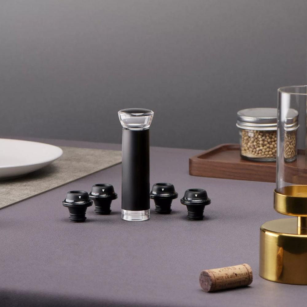 Набор вакуумных пробок для вина со шкалой даты, 1 ручной вакуумный насос и 4 пробки для бутылок вина с памятью, барная посуда