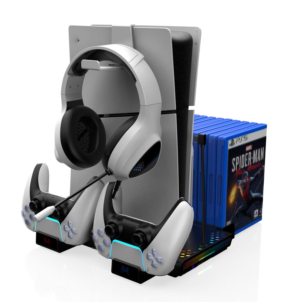 STORM WYRM PS5 / PS5 Slim Stand и Cooling Station с RGB LED контроллером Зарядная станция для консоли Playstation 5 DZ505B