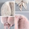 1PC Scarf Shawl Outdoor Windproof Short Ribbon Soft Mufflers Cold Proof Solid Color Winter Warm Faux Fox Fur Plush Collar