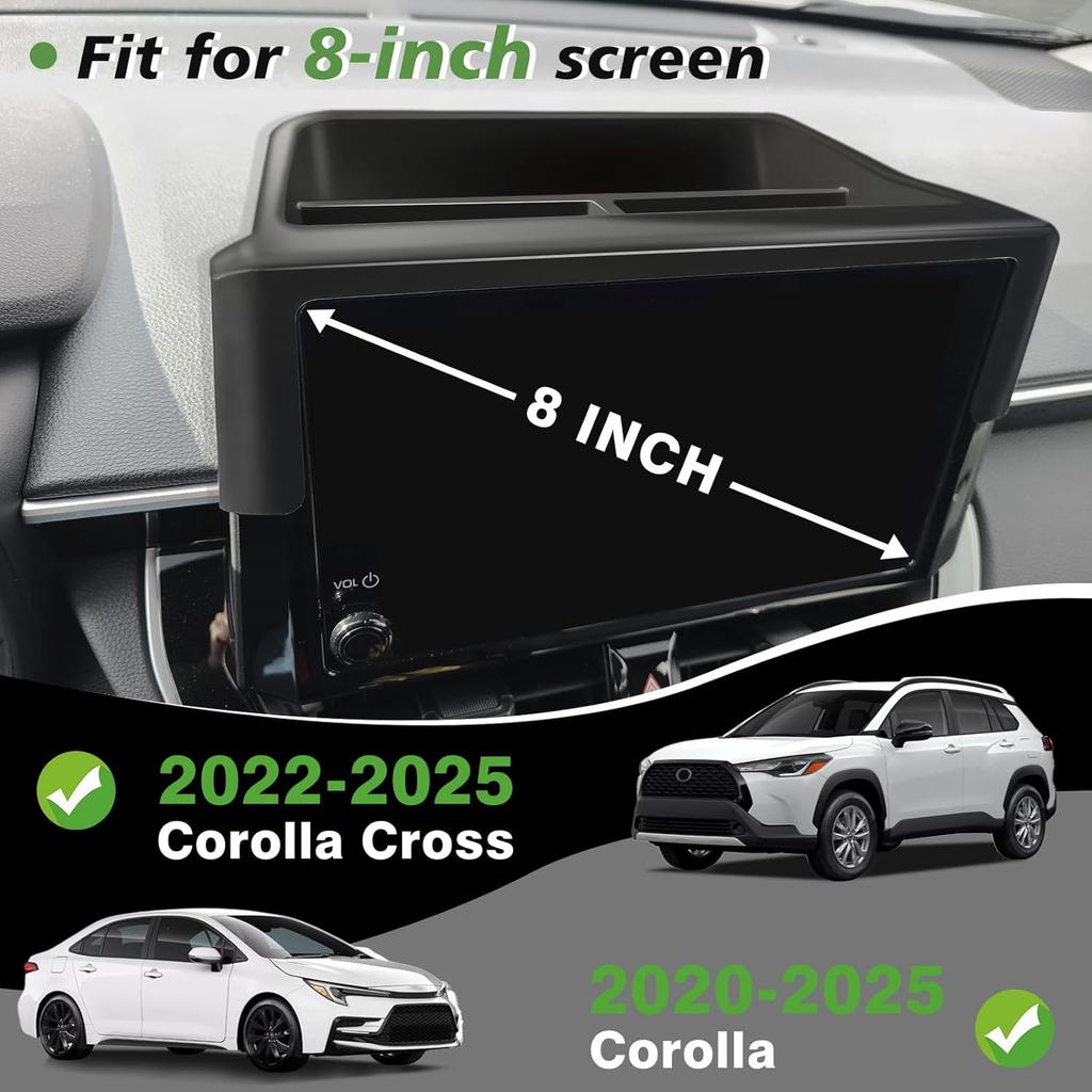 Органайзер для хранения на приборной панели Muslogy Подходит для -2024 2025 Toyota Corolla и -2025 Corolla Cross Аксессуары Нескользящий Коврик За Экраном Для 8-Дюймового Сенсорного Экрана