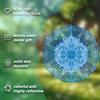 Blue White Metal Wind Spinner with Hanging Chain 2D Garden Art Sculpture for Outdoor Yard Patio Decor All Season Windmill Spinner