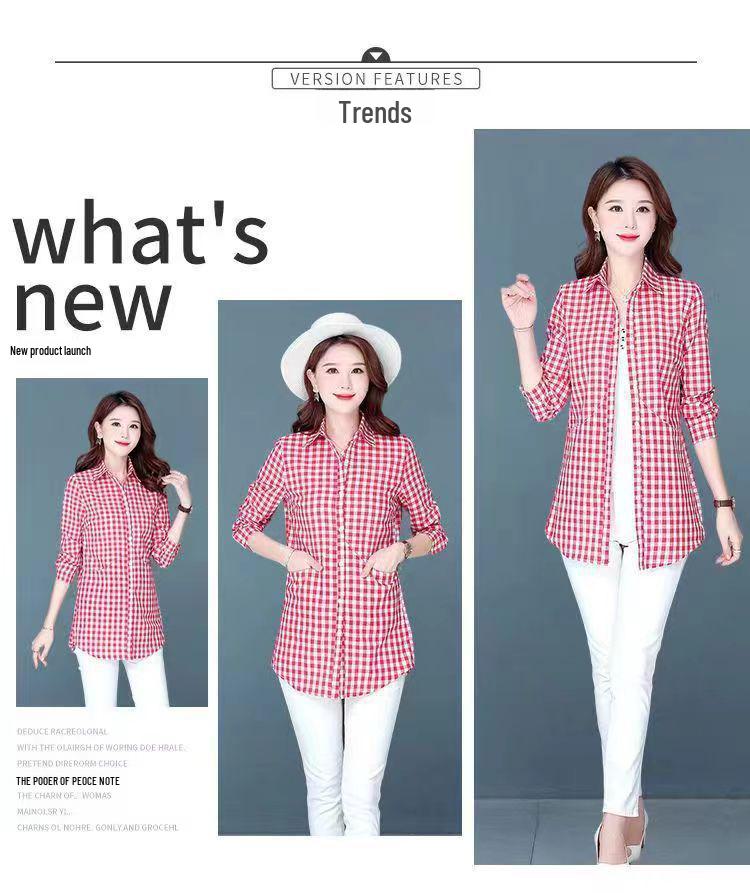 Летняя рубашка свободного кроя из хлопка в клетку в стиле ретро с карманами, длинными/короткими рукавами