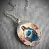 Jesus' Holy Blessing Pendant, A Christian Faith Gift, Gemstone Glass Pendant Necklace