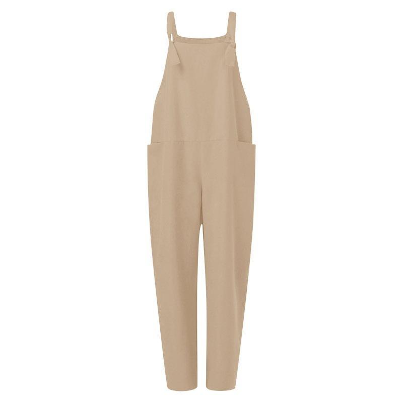 Women's Spring and Summer Casual Loose Solid Color Suspender Trousers