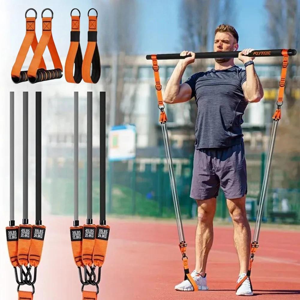 Многофункциональный Пилатес-бар и Эспандеры Портативный Утяжеленный Пилатес-бар для Упражнений для Женщин и Мужчин Домашний Зал Упражнения Фитнес