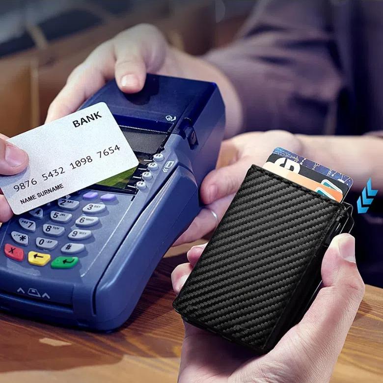 Стильный двухслойный кошелек с блокировкой RFID и выдвижным отделением для карт, идеальный подарок для мужчин billeteras carteras de hombre mens wallets men