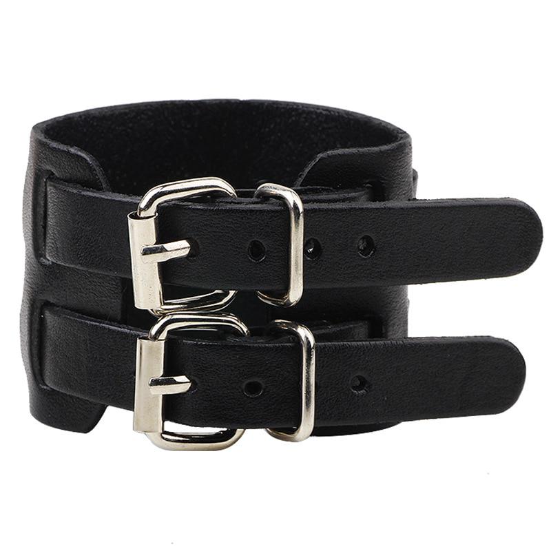 Leather Men Cuff Wrap Punk Bracelet & Bangles Gifts Wristband Belt Johnny Jewelry Pulseira Masculina
