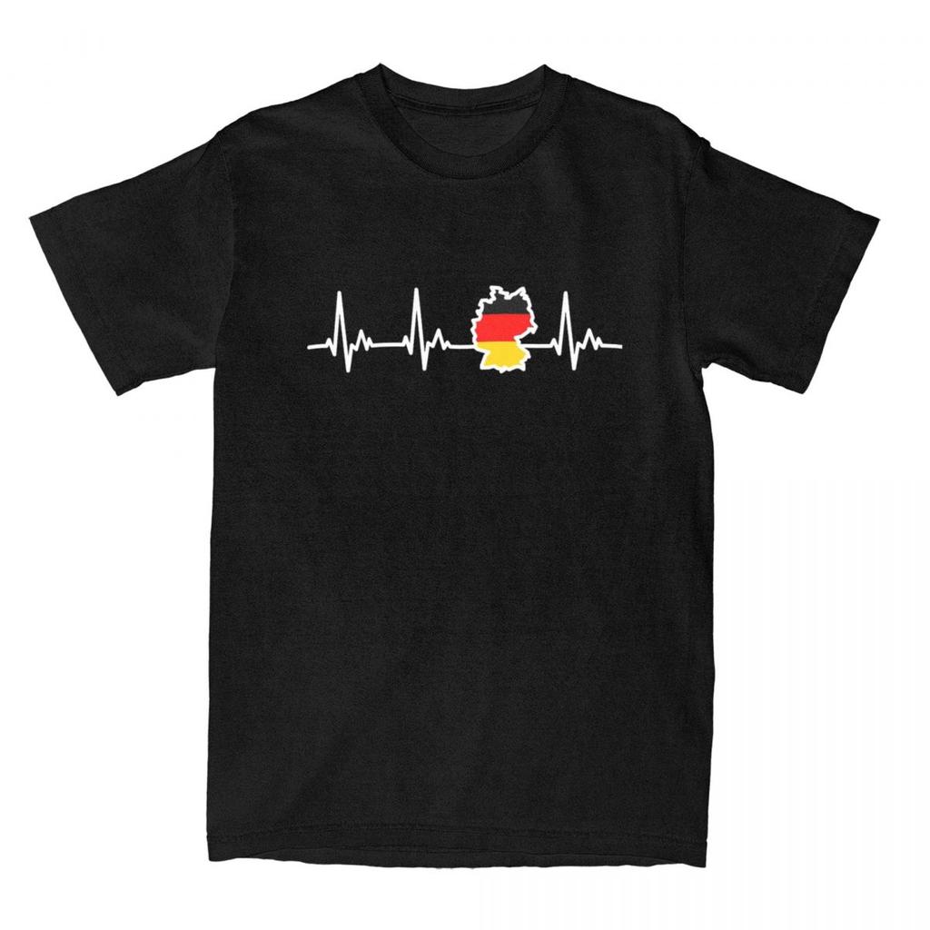 Couple T-Shirt German Flag T-Shirts Popular My Heart Beats for Germany White Heartline Summer Tees 100 Cotton Clothes Plus Size