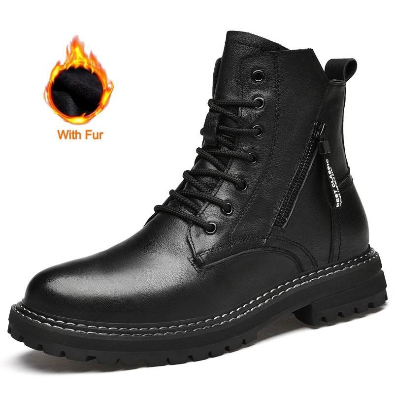 Повседневные ботинки из натуральной кожи для мужчин, зимние ботинки класса люкс, высококачественные нескользящие ботинки по щиколотку для мотоциклов и лодок