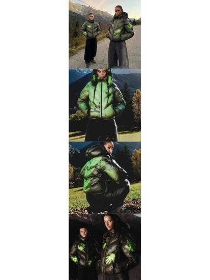 Водонепроницаемая пуховая хлопковая куртка с капюшоном и технологией изменения цвета в зависимости от температуры