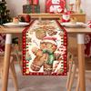 1 шт. Рождественская скатерть-дорожка с пряничным человечком, расписанная пряничными человечками, леденцами-тросточками и другими рождественскими элементами на разноцветном фоне, Su