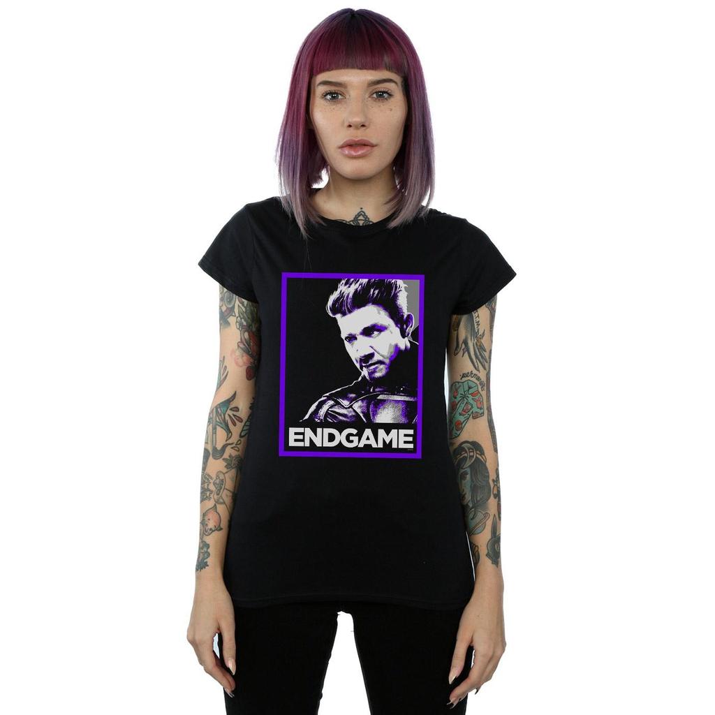 Marvel Женская/дамская хлопковая футболка с постером фильма «Мстители: Финал» с изображением Соколиного глаза