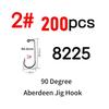 200 шт. #8~#6/0 Высокоуглеродистая сталь 90 градусов Aberdeen Крючок-джиг Изогнутый Морская вода Длинное цевье Крючки для мягких приманок