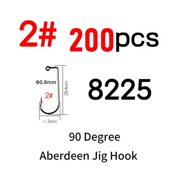 200 шт. #8~#6/0 Высокоуглеродистая сталь 90 градусов Aberdeen Крючок-джиг Изогнутый Морская вода Длинное цевье Крючки для мягких приманок