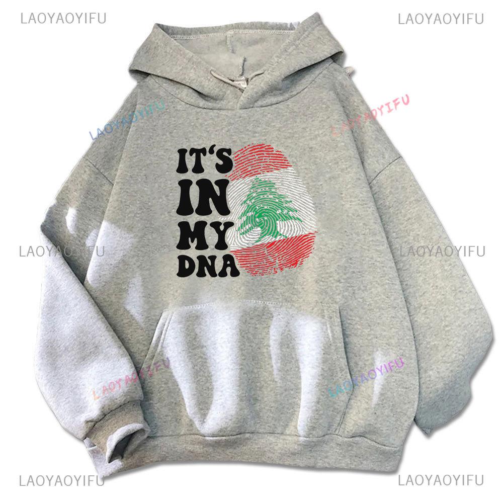 Это Не Моя ДНК Флаг Ливана Карта Мужская Толстовка с Длинным Рукавом Осень/Зима 2024 Графический Принт Карты Ливана Осенняя Толстовка