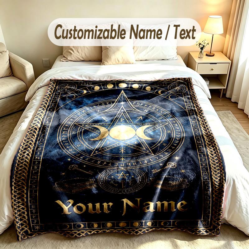 Witchcraft Theme Custom Blanket Personalized Name & Text Customized Soft Warm Throw Blanket Home Decor