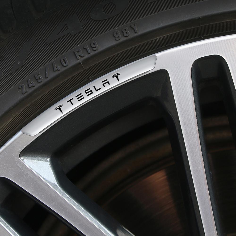 nwjcg2 FOR Aluminum Car Wheels Rims Decorative Stickers Auto Accessories For Tesla Model 3 S X Y Roadster Invader