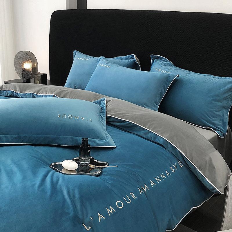 Класс А, детский бархатный комплект из четырех предметов, детский бархатный однотонный комплект из молочного бархата с вышивкой, комплект из трех предметов, фланелевая простыня, пододеяльник, пододеяльник