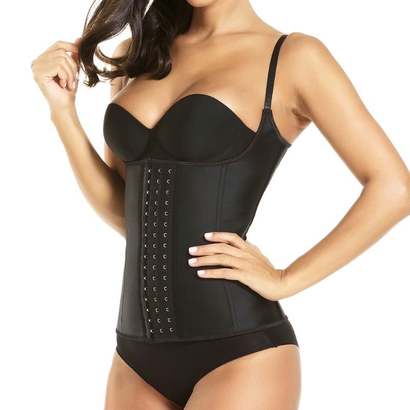 Women S Latex Waist Trainer Vest 9 Steel Boned Slimming Corset