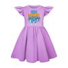 5195 Kids Girls Steal a Brainrot 67 Six Seven Printed Ruffle Short Sleeves Casual Dress