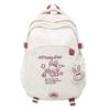 Cartoon Embroidery Backpack Multifunctional Large Capacity Junior High College Student Book Bag for School and Travel White