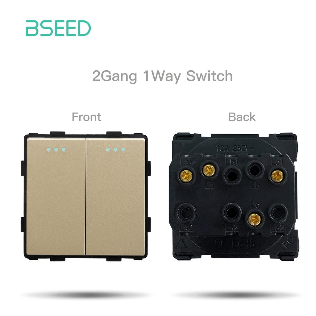 BSEED DIY EU Standard TV Satellite USB Sockets Button Switches With Crystal Glass Frame Panel Gold Home Improvement DIY Free