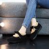 Womens Winter Warm Fleece-Lined Slip-On Mary Jane Flat Shoes With Non-Slip PVC Sole
