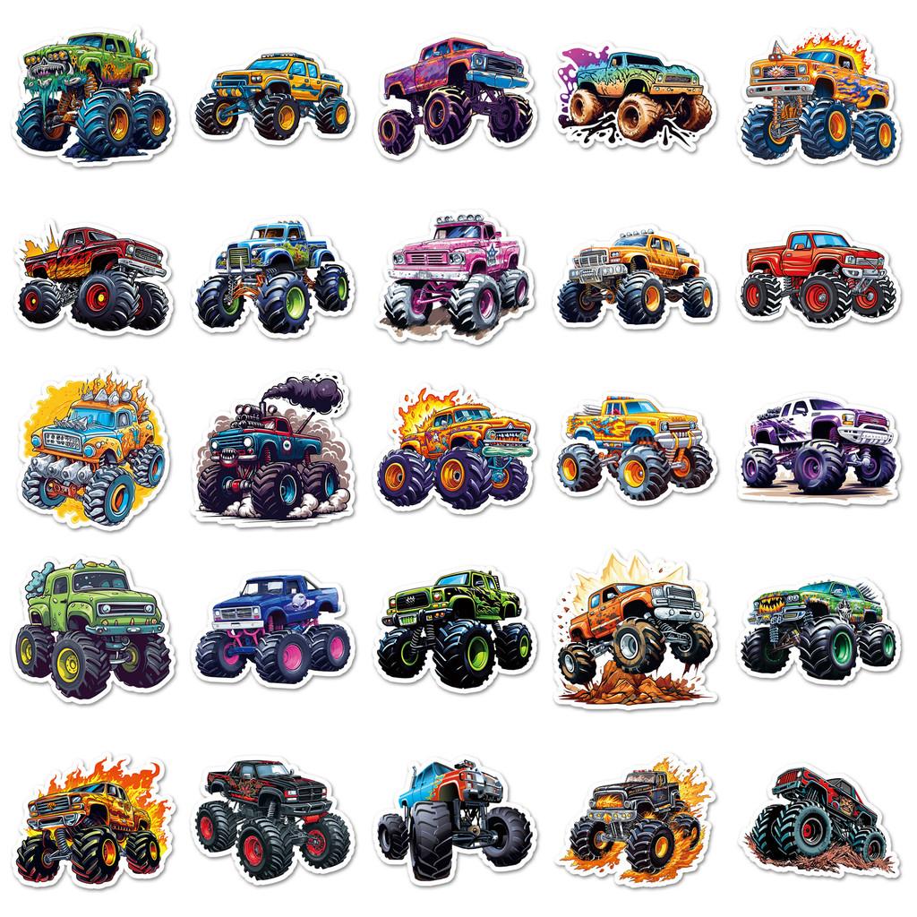 50 Pieces Monster Truck Stickers - Cool Cartoon Bigfoot Truck Car Graffiti Decals For Handbook Motorcycle Animeworlds Store