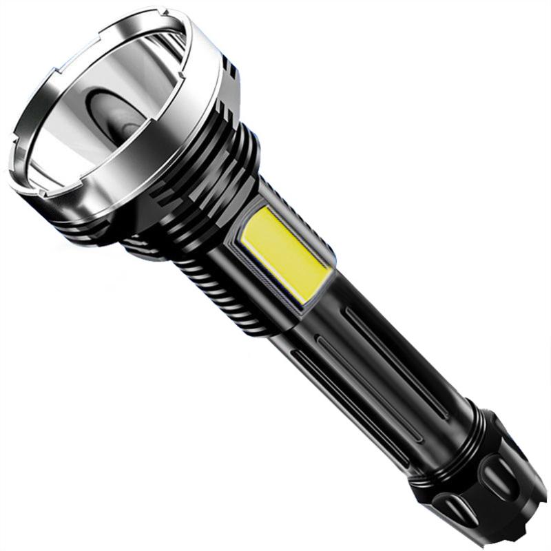 ABS Torch Outdoor Home Portable Searchlight Usb Rechargeable Cob Side Light High Power Strong Light Torch