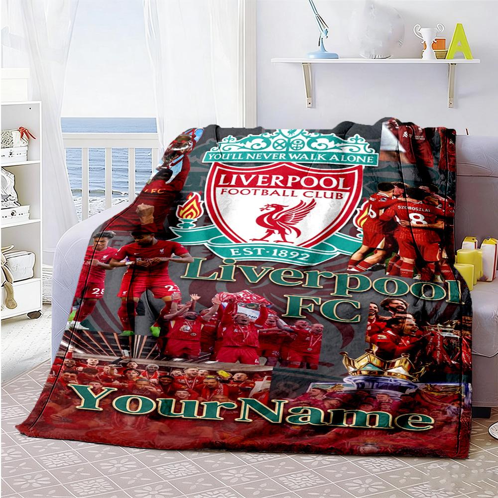 Liverpool Personalized Name Blanket Gift Customizable Blanket Soft Warm Cozy Suitable for Office Bed Picnics Living Room Four Seasons Multipurpose