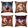 Fashionable and High-end Christmas Pillow Cover Santa Claus Print Cushion Cover Living Room Bedroom Sofa Cushion Cover